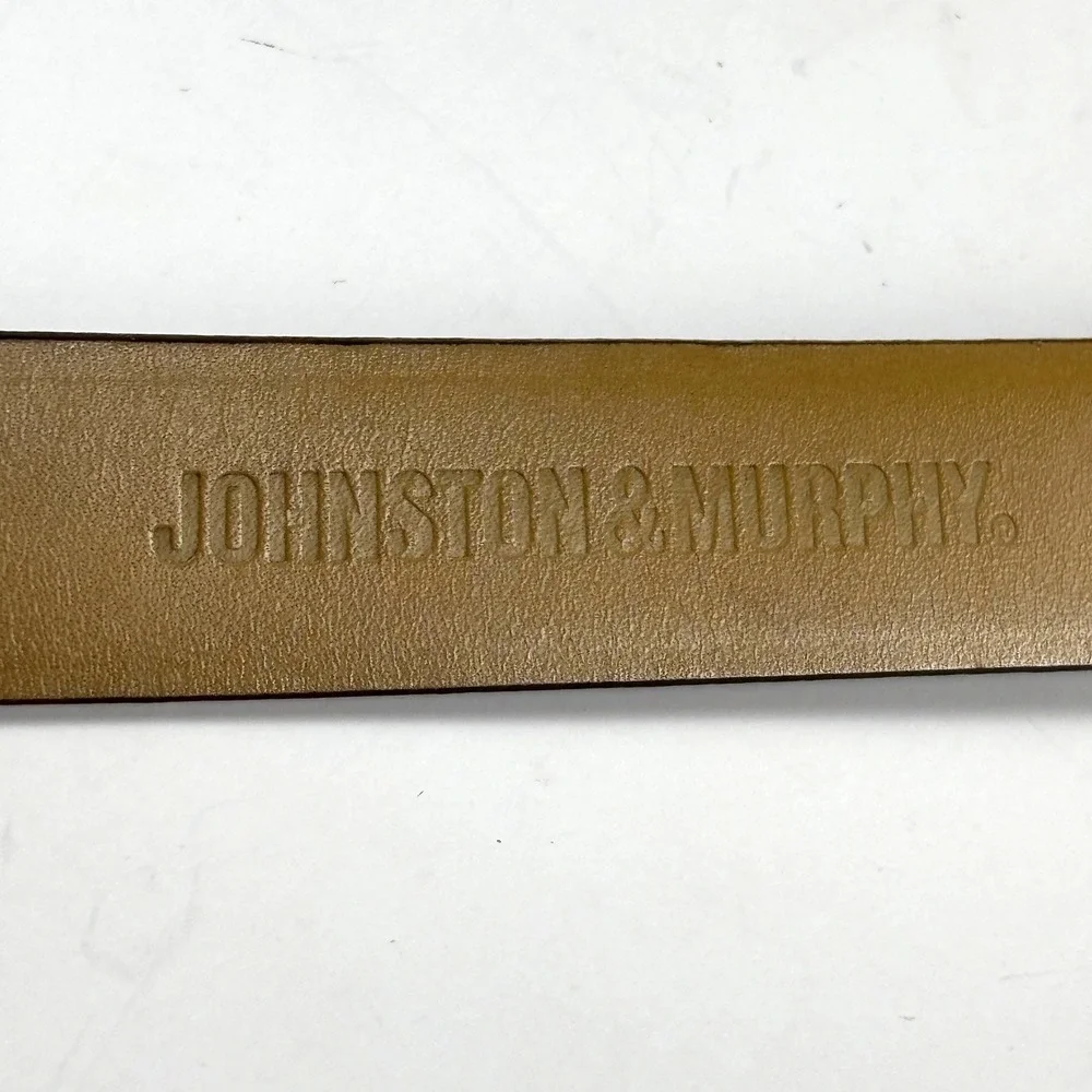 Johnston & Murphy Leather Belt Mens 38 Brown Textured Made in USA‎ Dress Classic